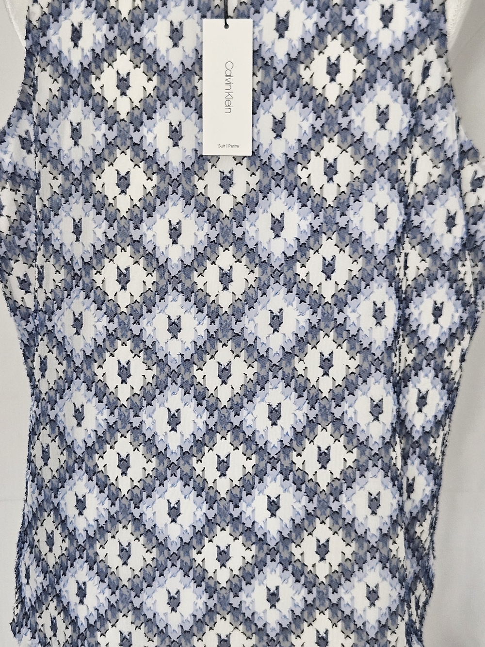 Calvin Klein Blue & White Printed Petite Suit Top - Picture 4 of 9